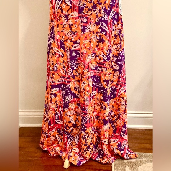 LuLaRoe Orange Pink Purple Paisley SZ M Bohemian Hippie Festival Maxi Skirt - Picture 3 of 10